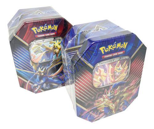 Carta Pokémon Kit Com 2 Latas Zamazenta Zacian Lendas Galar
